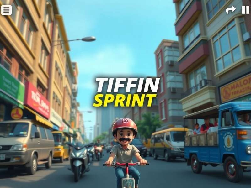 Tiffin Sprint Main Game Screen showing Mumbai streets and dabbawala protagonist
